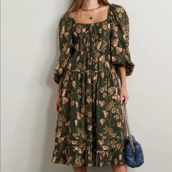 Ulla Johnson Isla Tiered Floral Print Midi Dress Size 2 - Picture 1 of 10